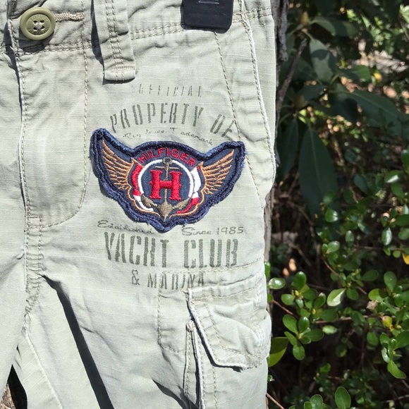 Tommy Hilfiger Light Olive Green Khaki Cargo Shorts Yacht Club Adjustable 5 - Picture 10 of 16